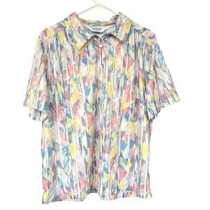 Vintage Improved Living Womens Blouse Top Extra Large XL Multicolor Watercolor